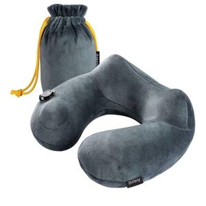 Purefly Inflatable Travel Pillow Soft Velvet Neck Support Pillow